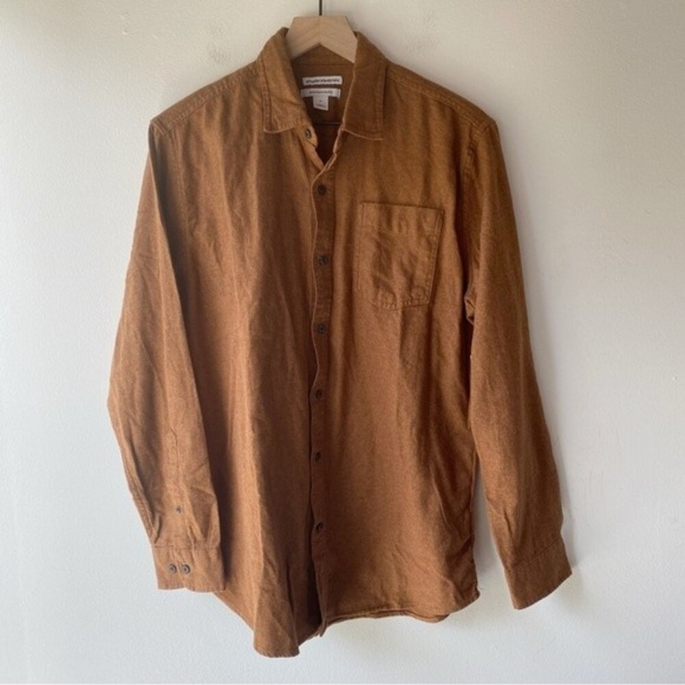 amazon essentials brown flannel button up shirt nwt